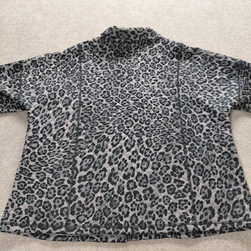 Ruby Rd. Petite Quilted Black Animal Print Full Zip Pocket Shirt Jacket LARGE - Picture 6 of 10